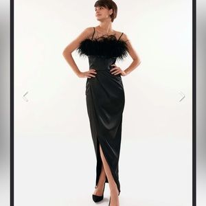 Milla slip midi feathered dress size S